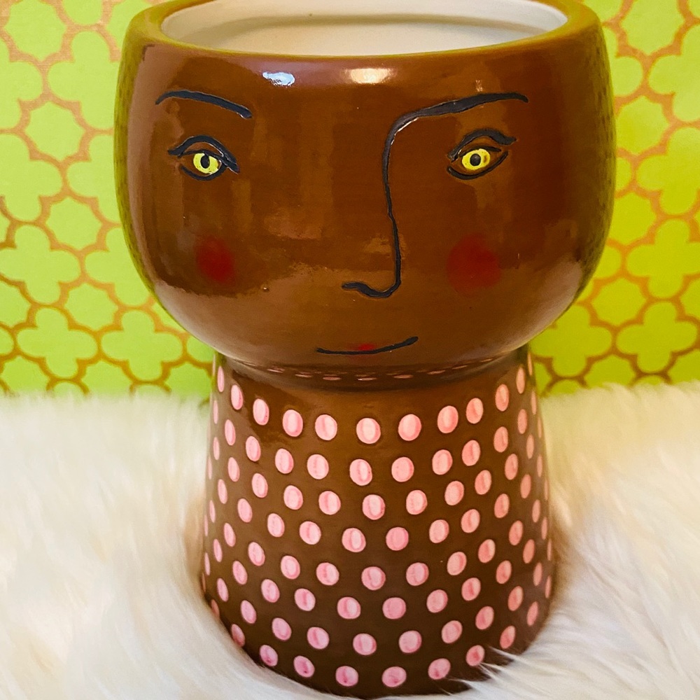 🌿Modern Face Stoneware Planter / Vase Set of 2 - Picture 12 of 13